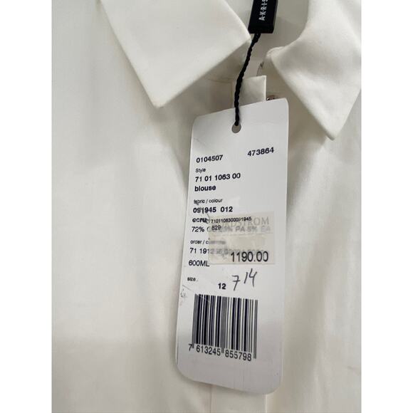 Akris Ecru White Belted Sleeveless Poplin Cape Back Tunic Blouse Size 12 NWT - Picture 4 of 7